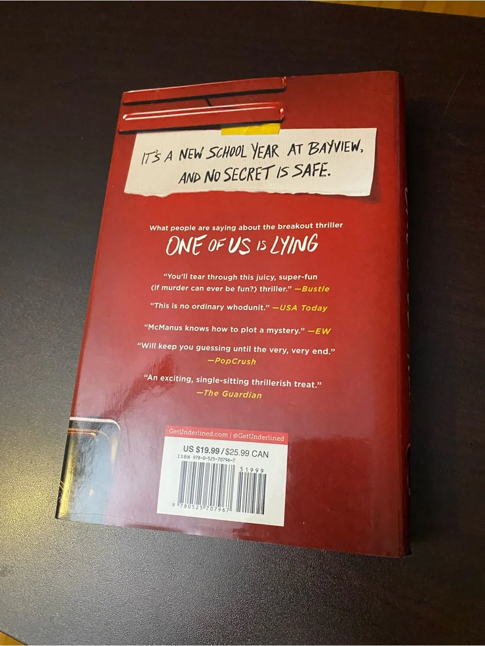 One of Us Is Next by Karen M. McManus - Red Hardcover Book